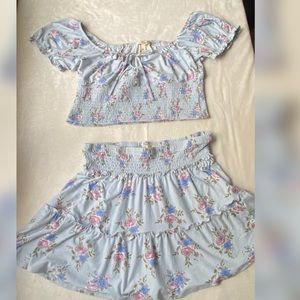 Blue floral print matching set